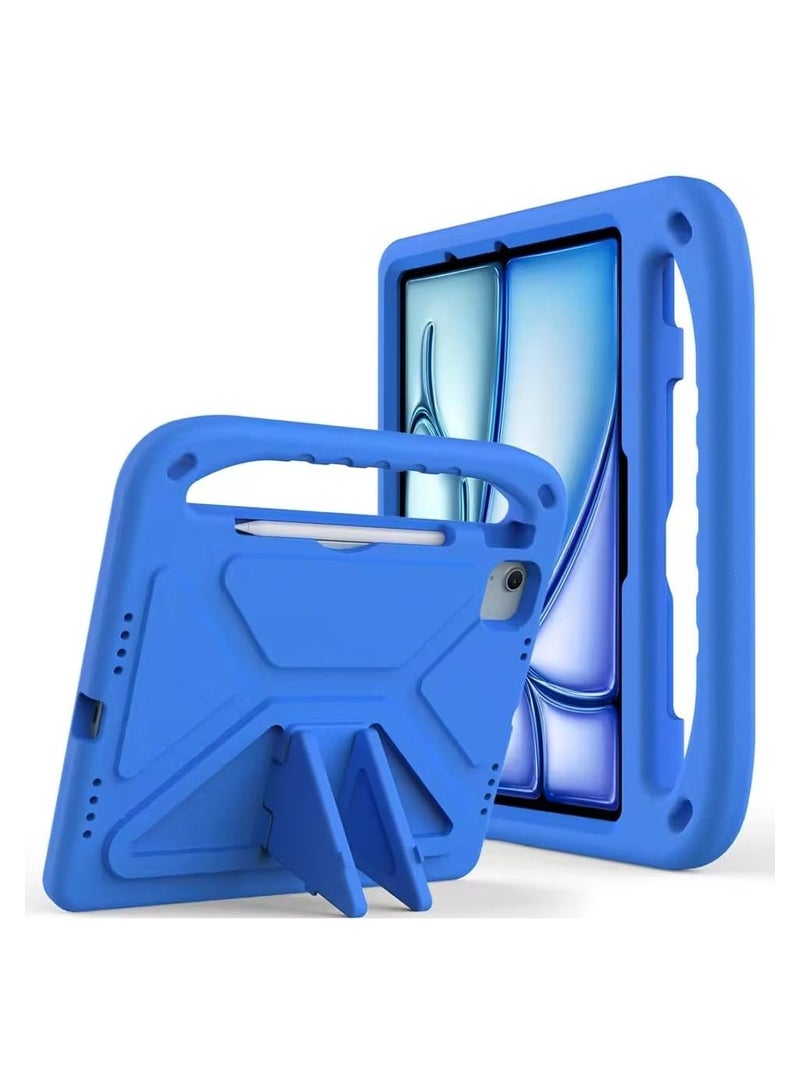 Shocked Case Compatible with IPad Air 13 Inch (M3) 2025, Lightweight EVA Kids Friendly Shockproof Protective Case Cover with Handle and Invisible Bracket (Blue) - Image 1